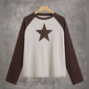 ROMWE Grunge Punk Star Print Raglan Sleeve Tee 3XL